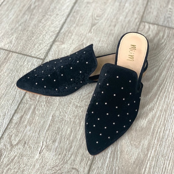 Black Studded Slip Ons - Picture 2 of 2